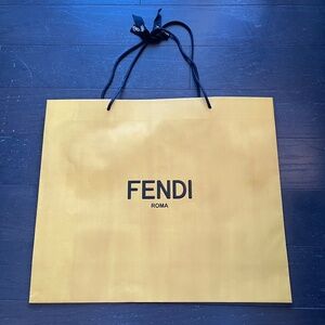 Fendi Roma xlarge Paper Shopping bag Tote with bow Gift Bag Black Rope Handle